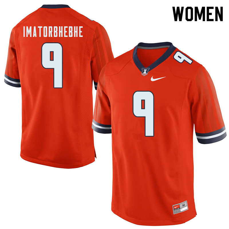 Women #9 Josh Imatorbhebhe Illinois Fighting Illini College Football Jerseys Sale-Orange